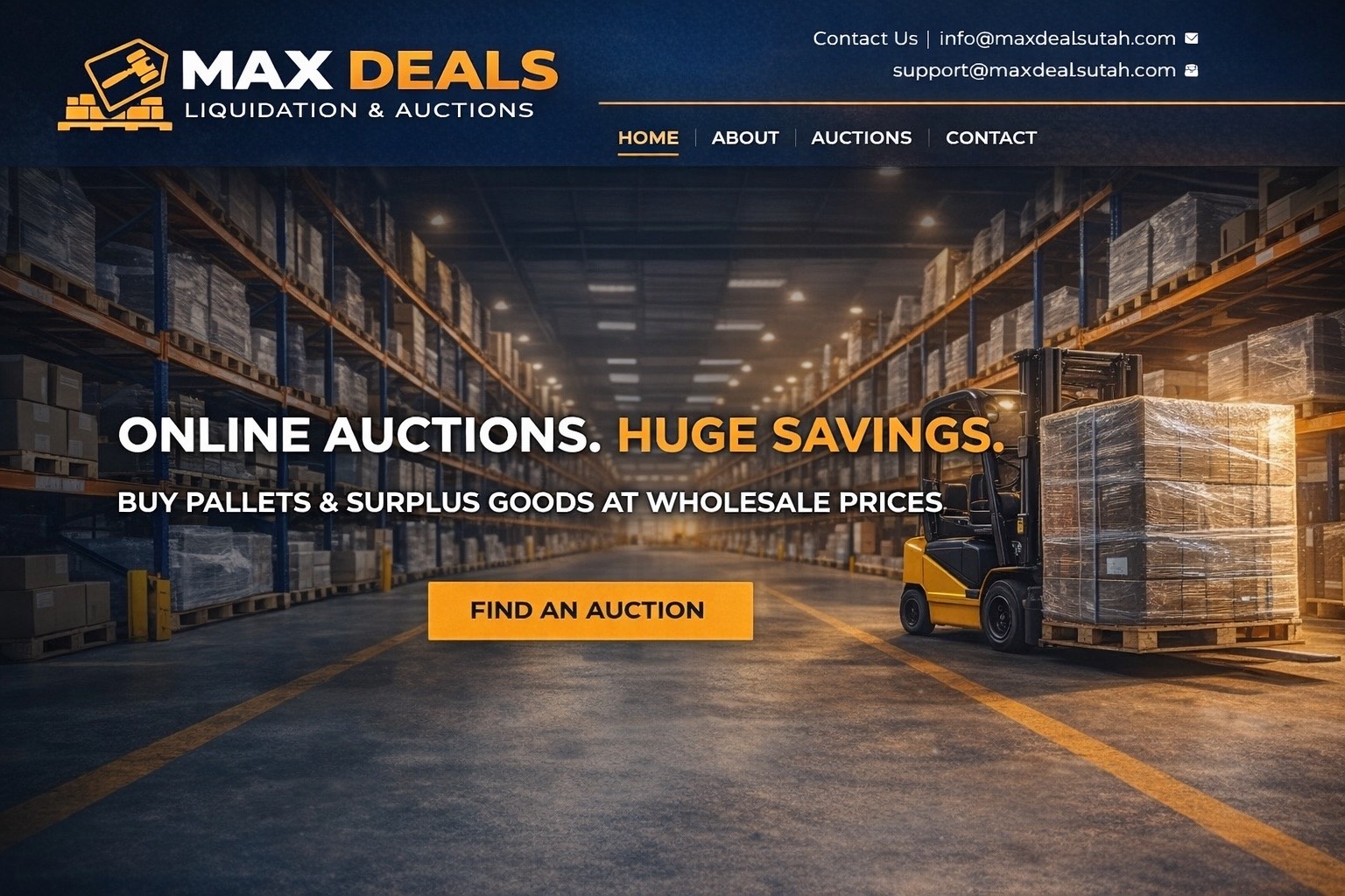 Max Deals warehouse homepage design